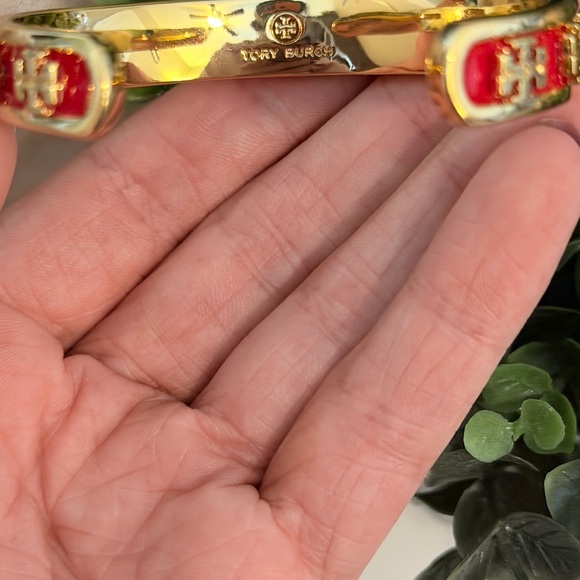 Tory Burch Gold and Red Bangle Bracelet - Picture 4 of 5